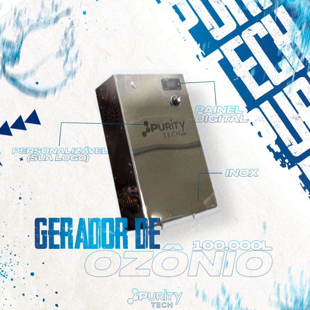 Gerador de Ozônio Purity Tech em inox com painel digital