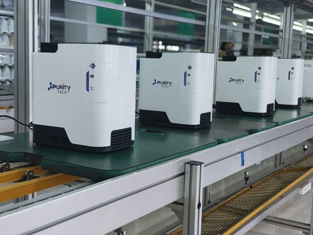 Linha de produção dos Concentradores de Oxigênio Purity Tech
